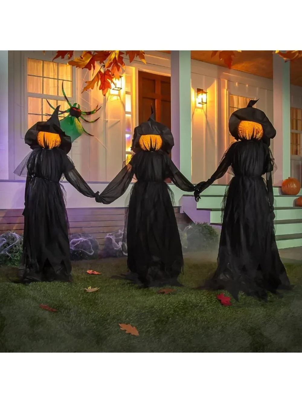 Spooky 4ft LED Halloween Witches with Hats - Weatherproof Garden Stakes Decor